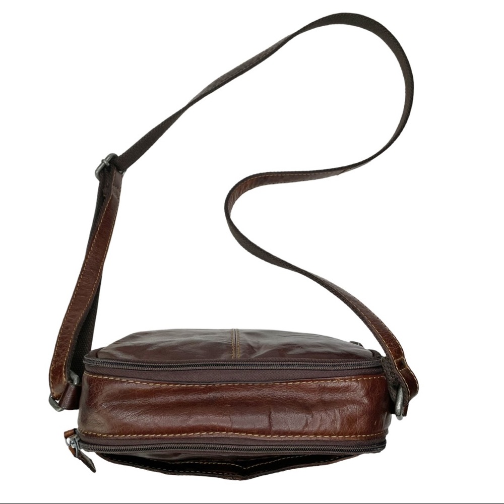 SOLD Jack Georges Voyager Dual Zip Crossbody Brown - Picture 9 of 14